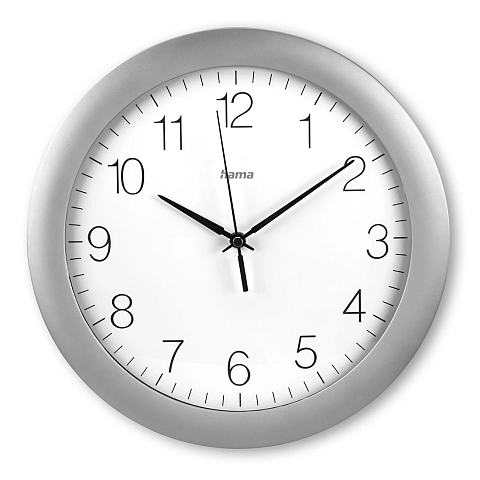 Hama Teneriffa Analoge Uhr Rund Silber, Weiß