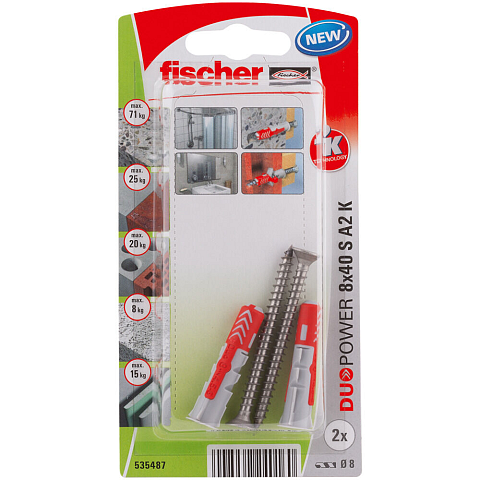 Fischer 535487 Schraubanker/Dübel 2 Stück(e) Schrauben- & Dübelsatz 40 mm