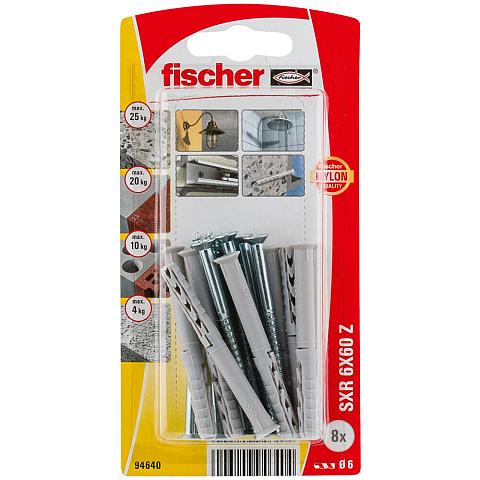 Fischer 94640 Schraubanker/Dübel 8 Stück(e) Schrauben- & Dübelsatz 60 mm
