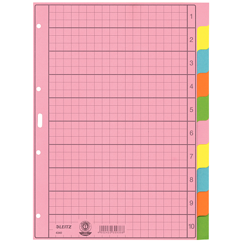 Leitz 43400000 Tab-Register Leerer Registerindex Papier Mehrfarbig