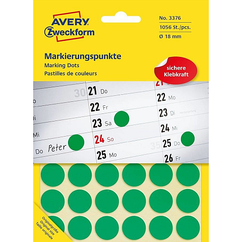 Avery Markierungspunkte, grün, permanent