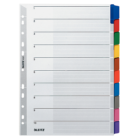 Leitz 43210000 Tab-Register Leerer Registerindex Karton Mehrfarbig