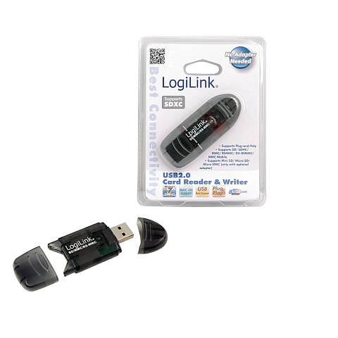 LogiLink Cardreader USB 2.0 Stick external for SD/MMC Kartenleser Schwarz