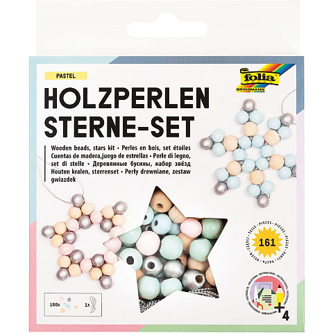 Folia Bastelset Holzperlen Stern Pastell