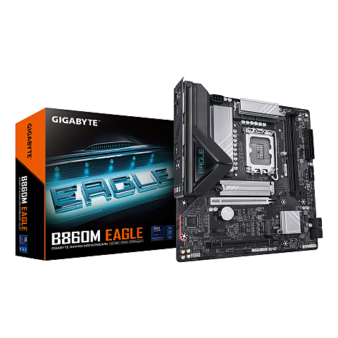 GIGABYTE B860M EAGLE Mainboard - Intel Core Ultra CPUs, 6+1+2+1 Phasen VRM, bis zu 9066MHz DDR5, 1xPCIe 5.0 + 1xPCIe 4.0 M.2, 2,5 GbE LAN, USB 3.2 Gen 1