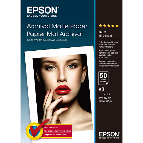 Epson Archival Matte Paper, DIN A3, 189 g/m², 50 Blatt