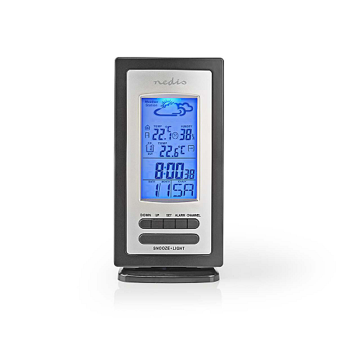 Nedis WEST201GY Digitale Wetterstation Schwarz, Silber