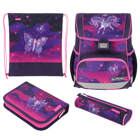 Herlitz Loop Plus Magic Unicorn Schulranzen-Set Mädchen Polyester Violett, Violett