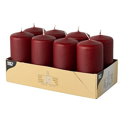 Papstar 17983 Wachskerze Zylinder Bordeaux 8 Stück(e)