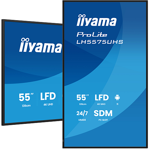 iiyama LH5575UHS-B2AG Signage-Display Digital Signage Flachbildschirm 138,7 cm (54.6") LCD WLAN 500 cd/m² 4K Ultra HD Schwarz Eingebauter Prozessor Android 11 24/7