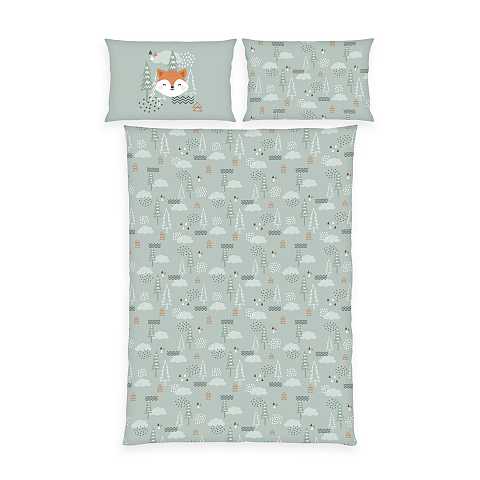 HERDING babybest® Winterbettwäsche-Set ‘Nordic Forest’ – 100×135 cm, Flanell