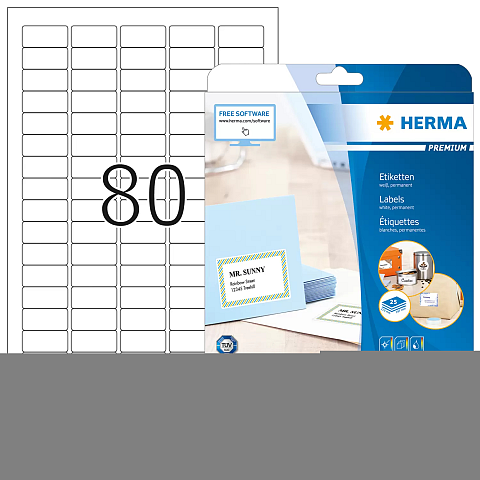 HERMA Etiketten Premium A4 35.6x16.9 mm weiß Papier matt 2000 St.