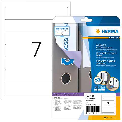 HERMA Ablösbare Ordneretiketten A4 192x38 mm weiß Movables/ablösbar Papier matt blickdicht 175 St.