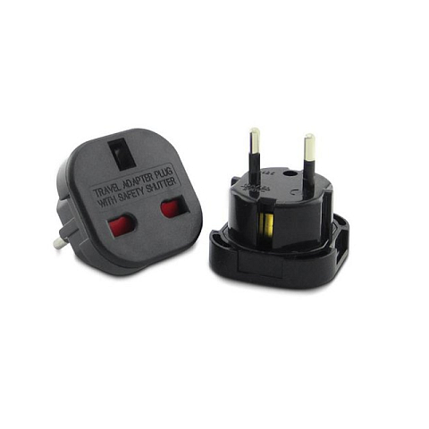 Maclean MCE72 Netzstecker-Adapter Typ C (Euro-Stecker) Typ G (VK) Schwarz