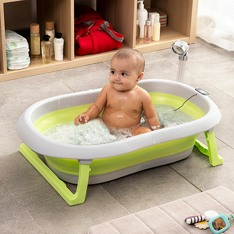 InnovaGoods Fovibath Babybadewanne Thermoplastisches Elastomer (TPE) Grün, Grau 38 l