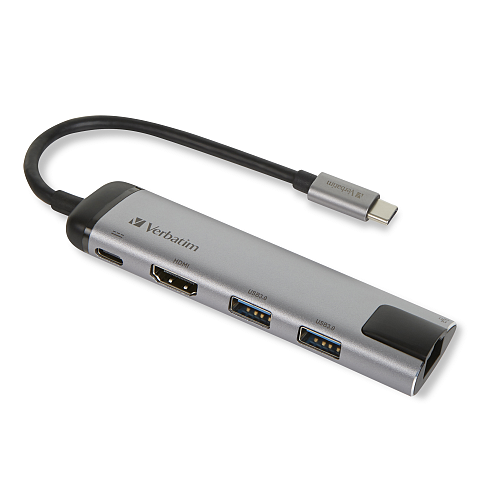 Verbatim 49141 laptop-dockingstation & portreplikator USB 3.2 Gen 1 (3.1 Gen 1) Type-C Schwarz, Silber