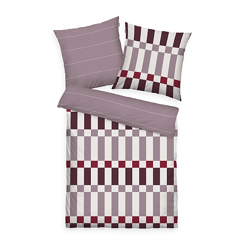HERDING TOM TAILOR Bettwäsche-Set 'Bold Check Cozy Mauve & Plum & Off White' - 70-x-90-cm-140-x-200-cm-at