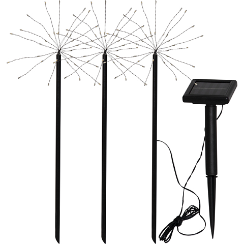 Star Trading LED-Solarstab Firework Kunststoff 100x14x40cm schwarz 3er Satz