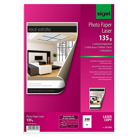 Sigel LP343 Druckerpapier A3 (297x420 mm) Glanz 200 Blätter Weiß