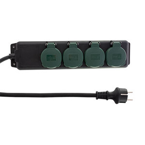 REV 0512468555 Verlängerungskabel 1,4 m 4 AC-Ausgänge Draußen Schwarz, Grün