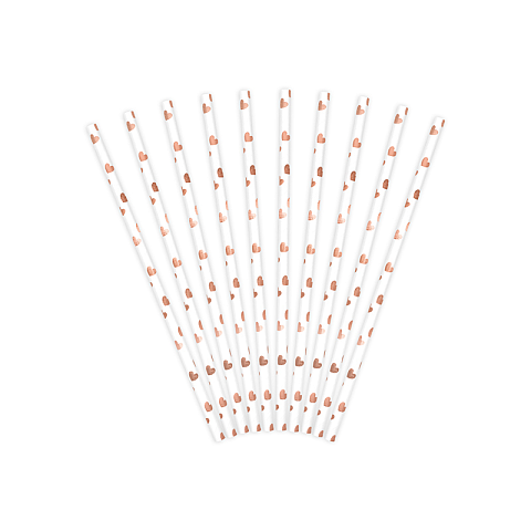 PartyDeco SPP7M-019RJ Einweg-Trinkhalm 10 Stück(e) Roségold, Weiß
