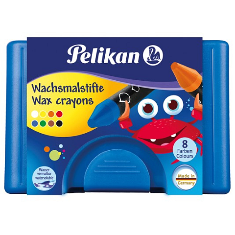 Pelikan Wachsmalstifte wasservermalbar blau rund 8er Box