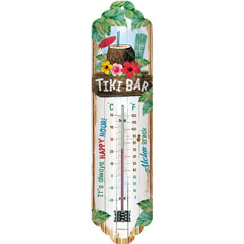 Nostalgic Art Tiki Bar Flüssigkeitsumgebungs-Thermometer Drinnen/Draußen Mehrfarbig