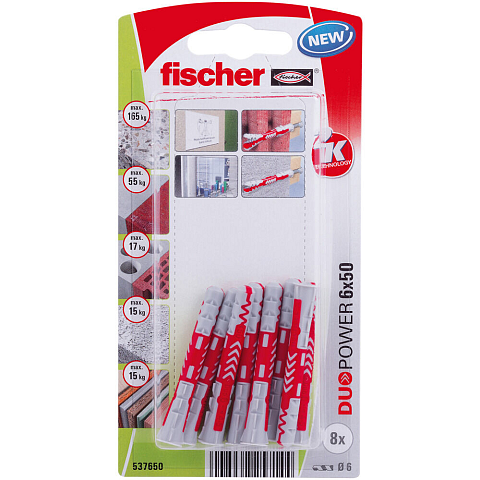 Fischer 537650 Schraubanker/Dübel 8 Stück(e) Schrauben- & Dübelsatz 50 mm
