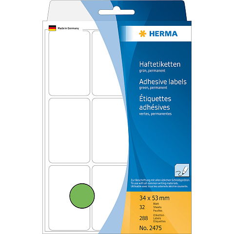 HERMA Vielzwecketiketten 34x53 mm grün Papier matt Handbeschriftung 288 St.