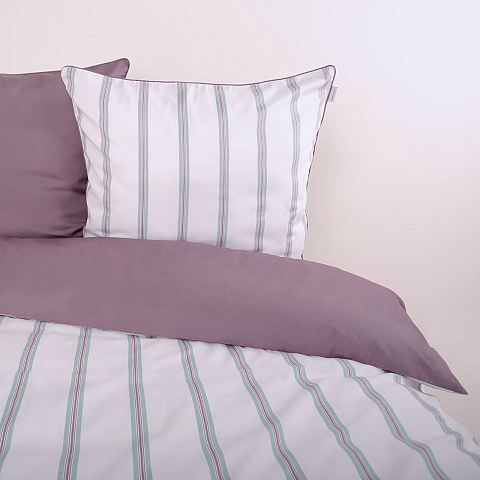 HERDING TOM TAILOR Bettwäsche - Classic Satin Stripes Cozy Mauve &amp; Fresh Sage - 80-x-80-cm-155-x-220-cm