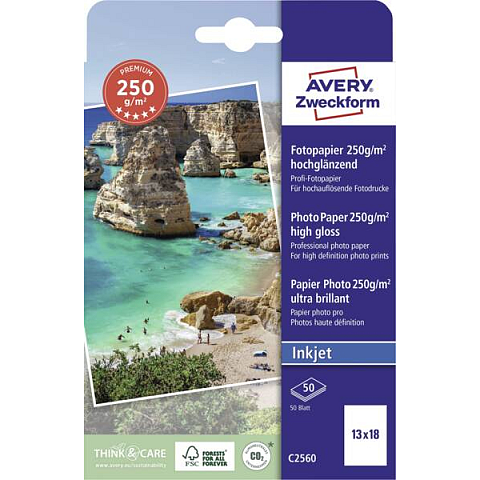 Avery C2560 Fotopapier Weiß Hoch-Glanz