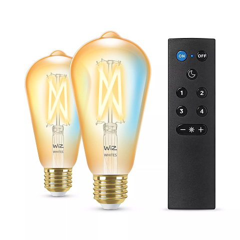 WiZ Filament-Lampe Bernstein 50 W ST64 E27 x2 + Fernbedienung