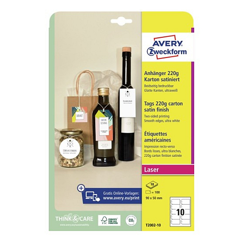 Avery T2002-10 Adressaufkleber Nicht-haftendes Etikett Weiß