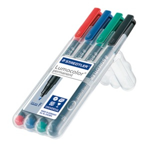 Staedtler Lumocolor 318 WP4 Permanent-Marker Feine Spitze Schwarz, Blau, Grün, Rot 4 Stück(e)