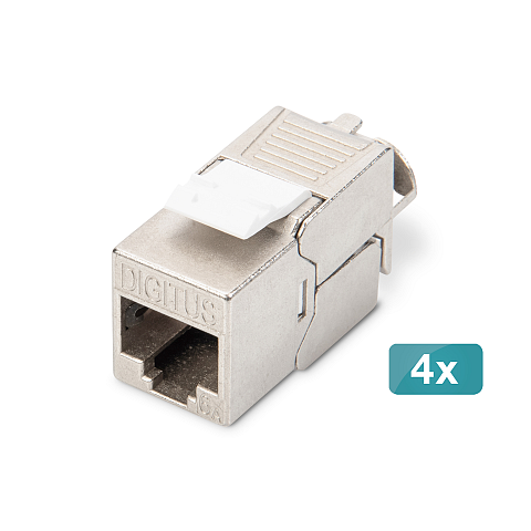 Digitus CAT 6A Keystone Modul, geschirmt, werkzeugfreier Montageanschluss - 4 Stk.