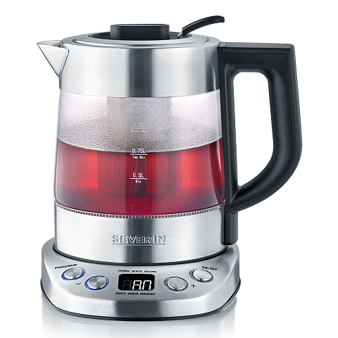 Severin WK 3473 Wasserkocher 1 l 2200 W Edelstahl, Transparent