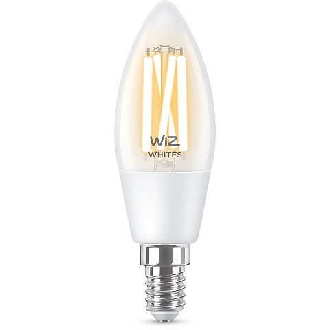 WiZ Filament-Lampe in Kerzenform, transparent 40 W C35 E14
