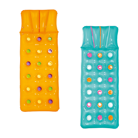 Bestway 43014 Aufblasbares Spielzeug für Pool & Strand Blau, Pink Muster Vinyl Schwimmende Matratze