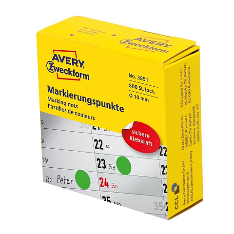 Avery 3851 selbstklebendes Etikett Rund Permanent Grün 800 Stück(e)