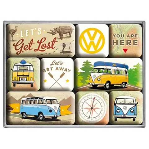 Nostalgic Art Volkswagen Let's Get Lost Kühlschrankmagnet Mehrfarbig 9 Stück(e)