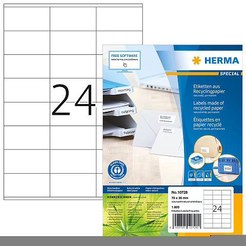 HERMA 10728 Druckeretikett Weiß Selbstklebendes Druckeretikett
