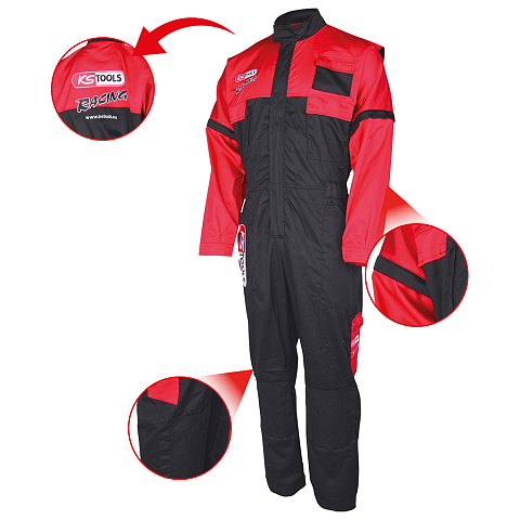 KS Tools 100394 Arbeitskleidung Coverall Schwarz, Rot