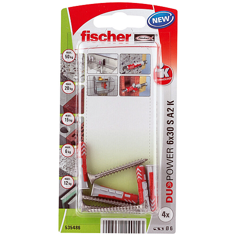 Fischer 535486 Schraubanker/Dübel 4 Stück(e) Schrauben- & Dübelsatz 30 mm