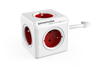 Allocacoc PowerCube Verlängerungskabel 1,5 m 5 AC-Ausgänge Drinnen Rot, Weiß