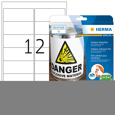HERMA Etiketten A4 Outdoor Klebefolie 99.1x42.3 mm weiß extrem stark haftend Folie matt wetterfest 120 St.