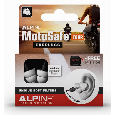 Alpine MotoSafe Tour Wiederverwendbarer Ohrstöpsel Schwarz, Weiß 2 Stück(e)