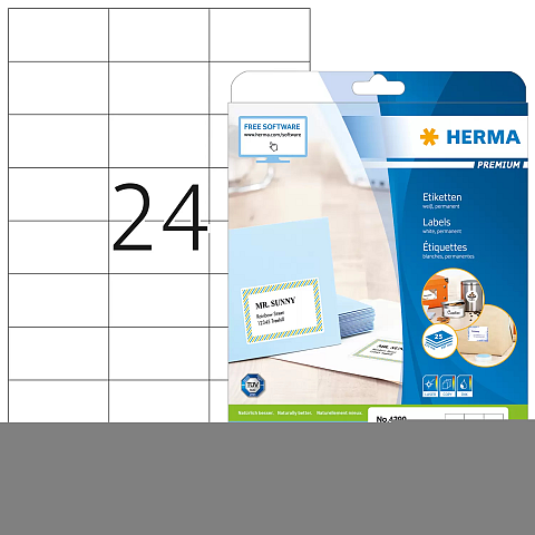 HERMA Etiketten Premium A4 70x37 mm weiß Papier matt 600 St.