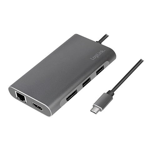 LogiLink UA0382 laptop-dockingstation & portreplikator Kabelgebunden USB 3.2 Gen 1 (3.1 Gen 1) Type-C Silber