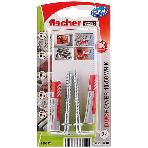 Fischer 535002 Schraubanker/Dübel 2 Stück(e) Schraubhaken & Dübelsatz 50 mm