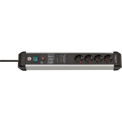 Brennenstuhl 1391010400 Verlängerungskabel 3 m 4 AC-Ausgänge Drinnen Schwarz, Silber